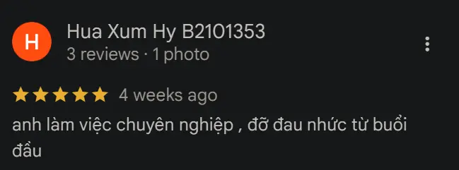 Ảnh chụp đánh giá Google 5 sao của khách hàng sau khi được tư vấn và trị liệu tại Zheng Sports Ảnh chụp đánh giá Google 5 sao của khách hàng sau khi được tư vấn và trị liệu tại Zheng Sports