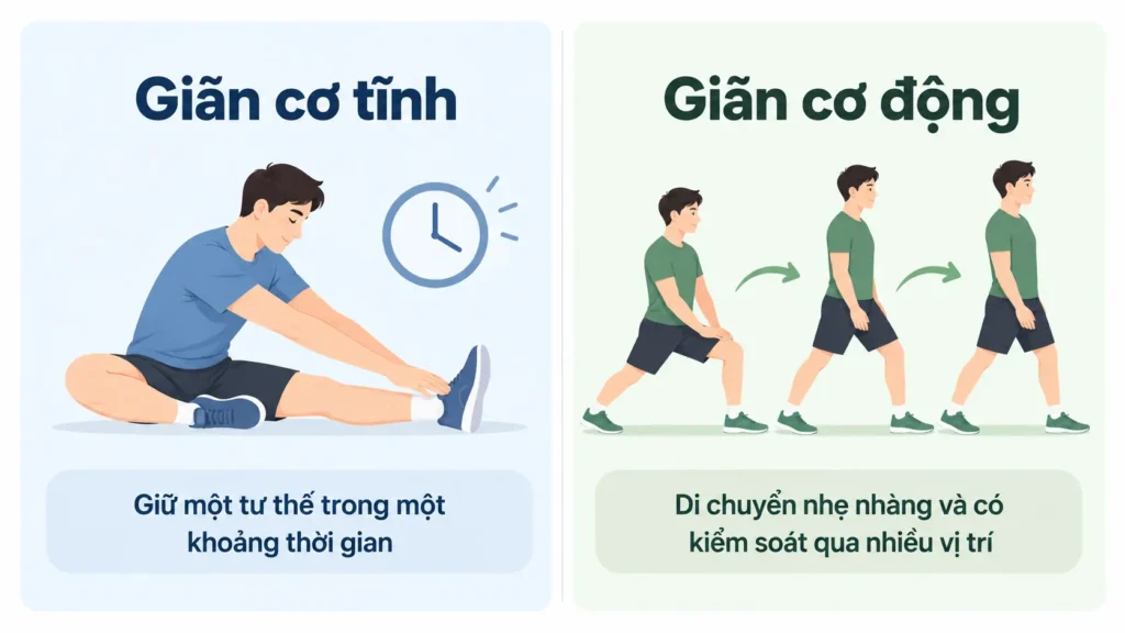 So sánh giãn cơ tĩnh và giãn cơ động